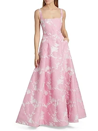 Soleil Basque Waist Jacquard Gown