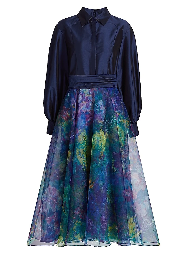 Mary Taffeta & Organza Shirtdress