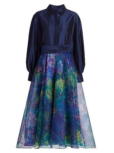 Mary Taffeta & Organza Shirtdress