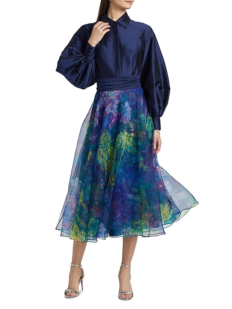 Mary Taffeta & Organza Shirtdress