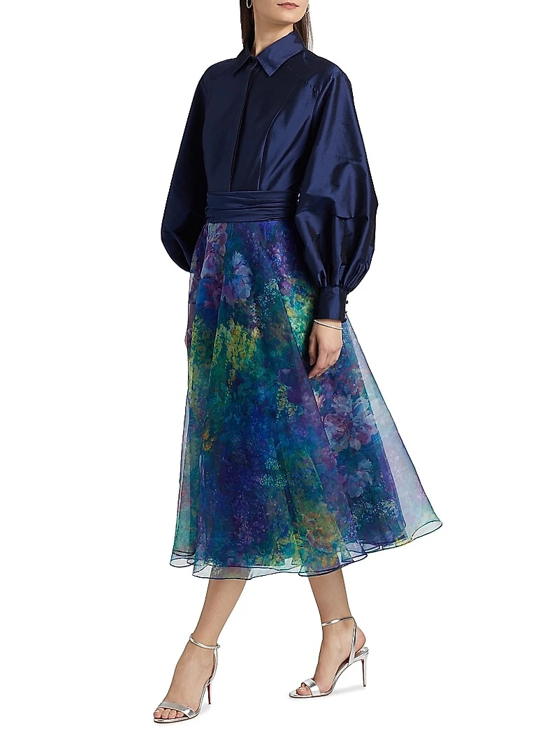 Mary Taffeta & Organza Shirtdress