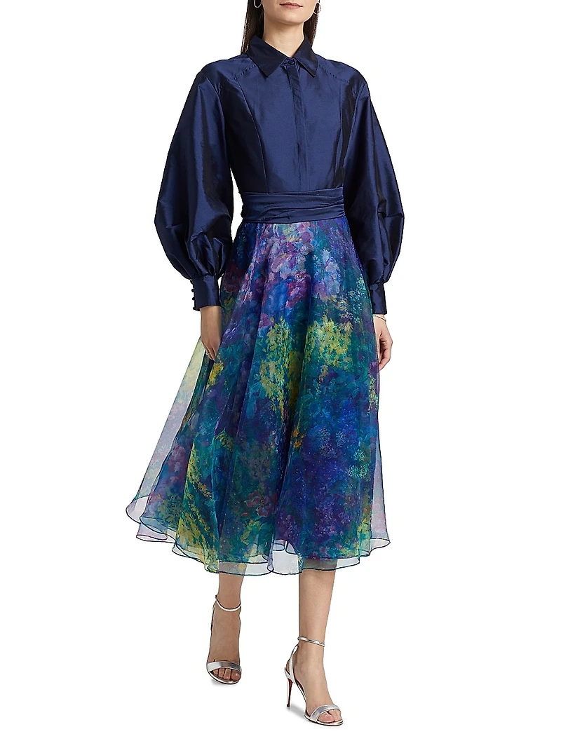 Mary Taffeta & Organza Shirtdress