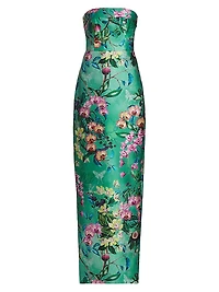 Lulu Floral Mikado Column Gown