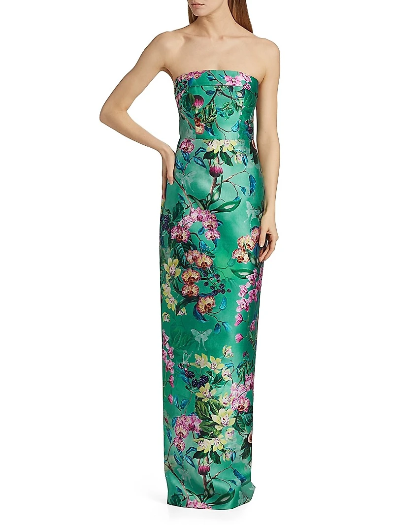 Lulu Floral Mikado Column Gown