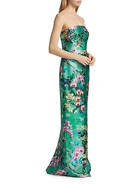 Lulu Floral Mikado Column Gown