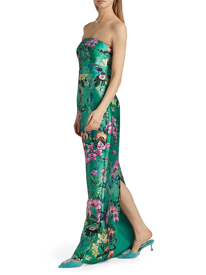 Lulu Floral Mikado Column Gown