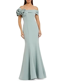 Ieena One Satin Off-The-Shoulder Gown