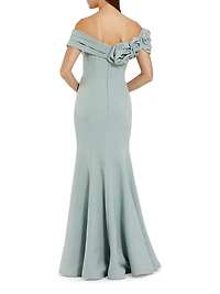 Ieena One Satin Off-The-Shoulder Gown