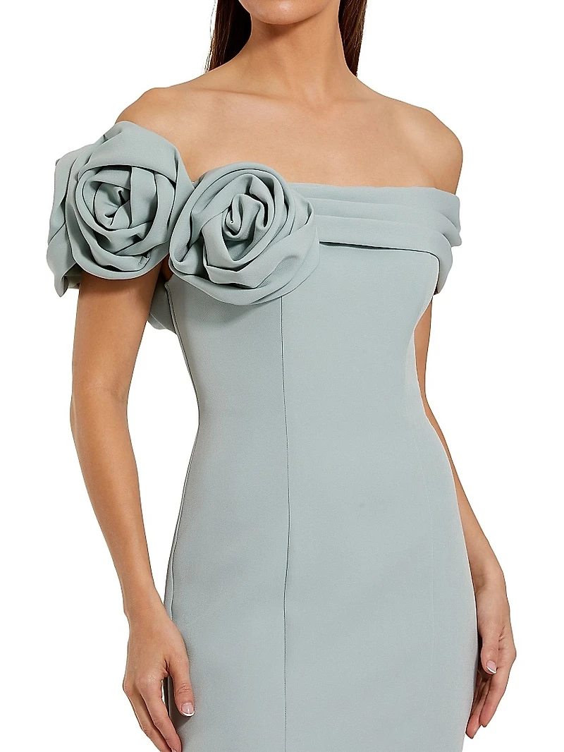 Ieena One Satin Off-The-Shoulder Gown