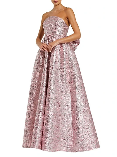 Evening Metallic Brocade Bow Strapless Gown