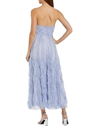 Cocktail Ruffled Mesh Strapless Gown