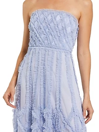 Cocktail Ruffled Mesh Strapless Gown