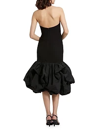 Ieena Crepe Strapless Bubble-Hem Midi-Dress