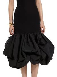 Ieena Crepe Strapless Bubble-Hem Midi-Dress