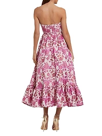 Floral Brocade Strapless Cocktail Dress