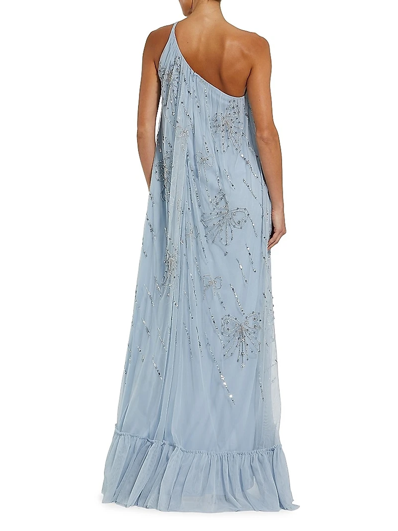 Embellished One-Shoulder High-Low Gown
