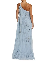 Embellished One-Shoulder High-Low Gown