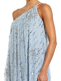 Embellished One-Shoulder High-Low Gown