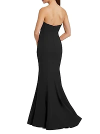 Ieena Floral-Appliquéd Satin Mermaid Gown