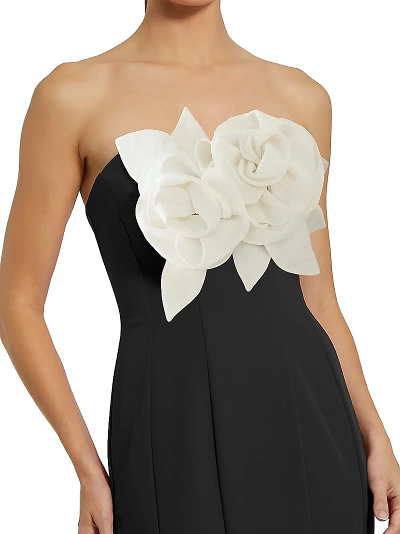 Ieena Floral-Appliquéd Satin Mermaid Gown
