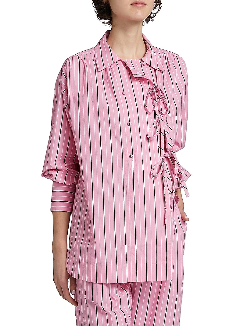 Carmy Striped Double-Breasted Button-Front Shirt