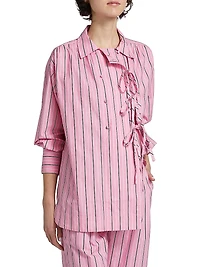 Carmy Striped Double-Breasted Button-Front Shirt