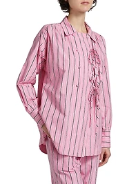 Carmy Striped Double-Breasted Button-Front Shirt