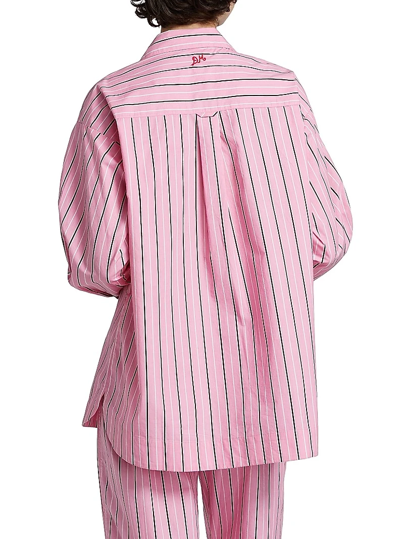 Carmy Striped Double-Breasted Button-Front Shirt