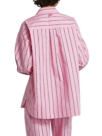 Carmy Striped Double-Breasted Button-Front Shirt