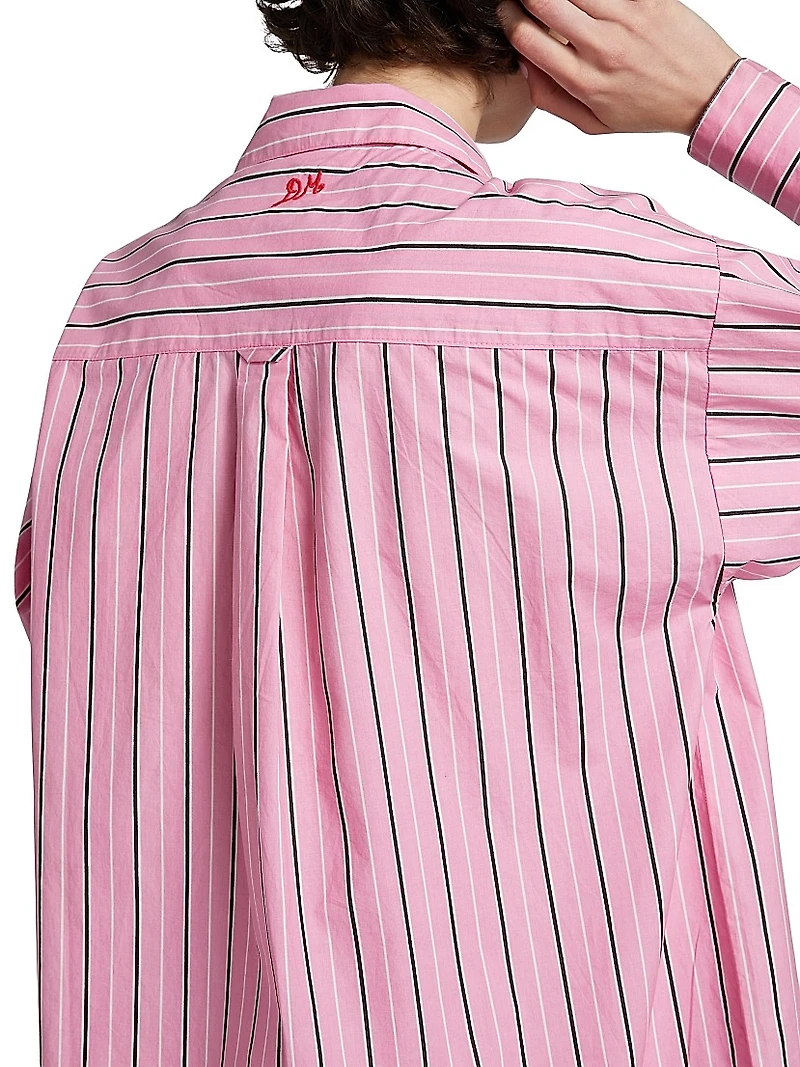 Carmy Striped Double-Breasted Button-Front Shirt