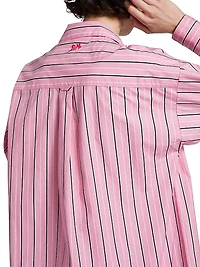 Carmy Striped Double-Breasted Button-Front Shirt