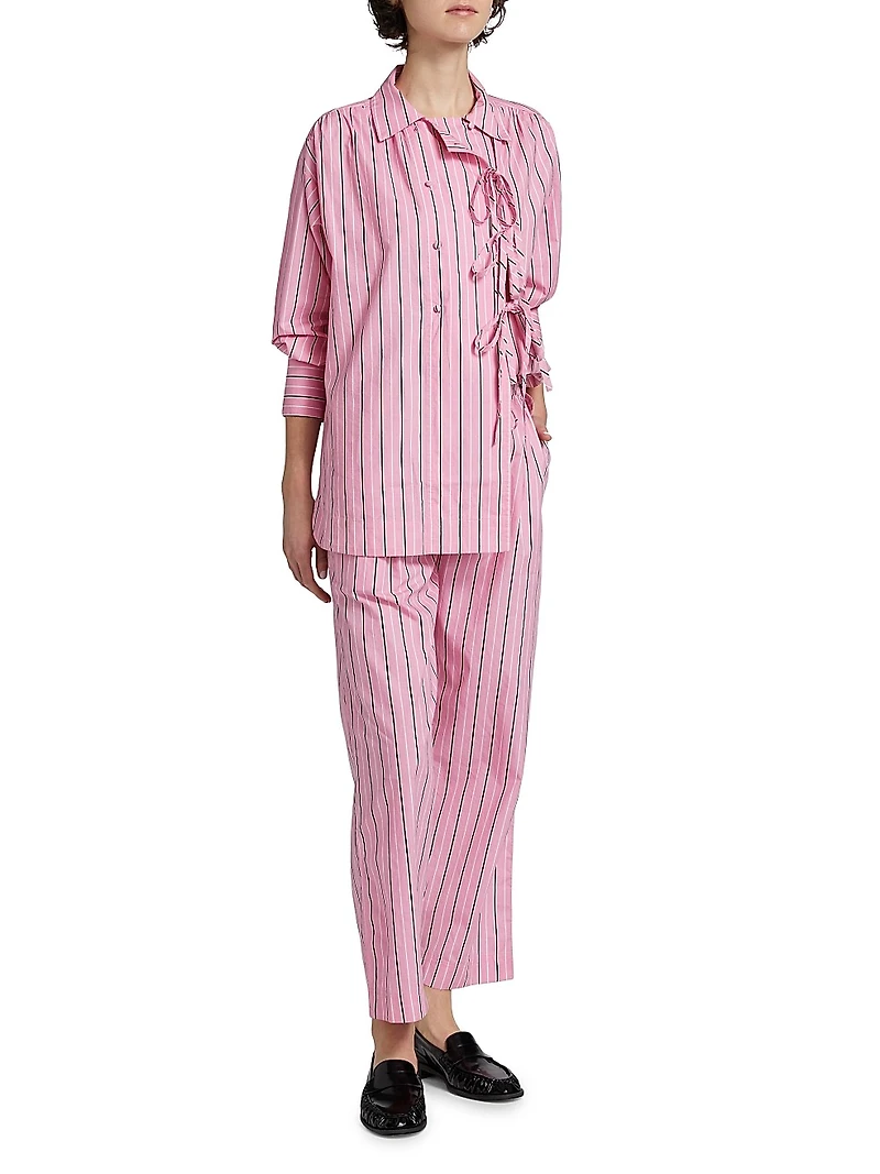 Carmy Striped Double-Breasted Button-Front Shirt