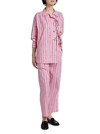 Carmy Striped Double-Breasted Button-Front Shirt