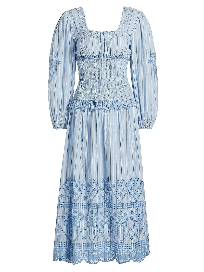 Nola Embroidered Cotton Midi-Dress