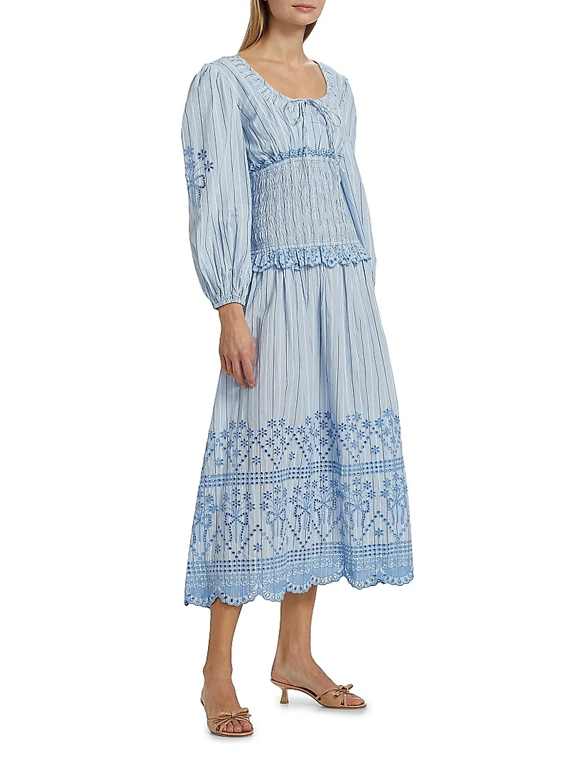 Nola Embroidered Cotton Midi-Dress