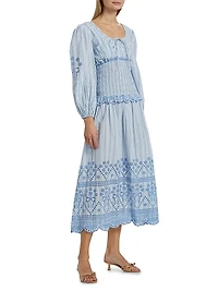 Nola Embroidered Cotton Midi-Dress