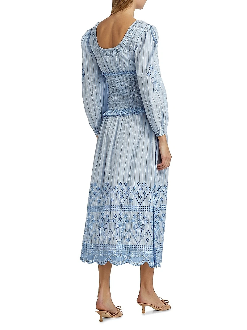 Nola Embroidered Cotton Midi-Dress