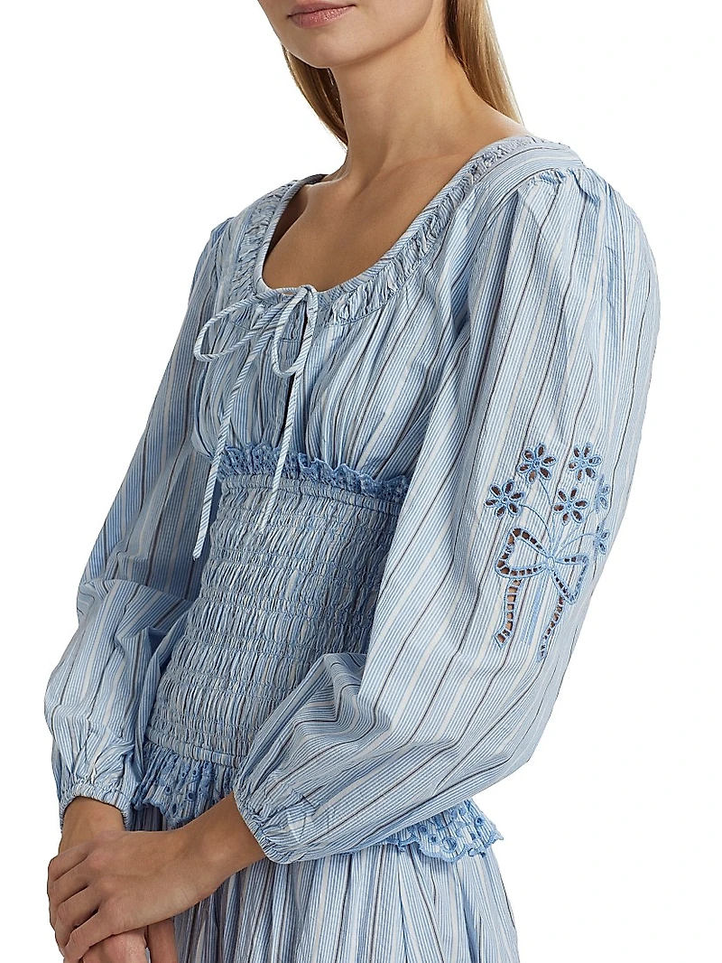 Nola Embroidered Cotton Midi-Dress