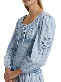 Nola Embroidered Cotton Midi-Dress