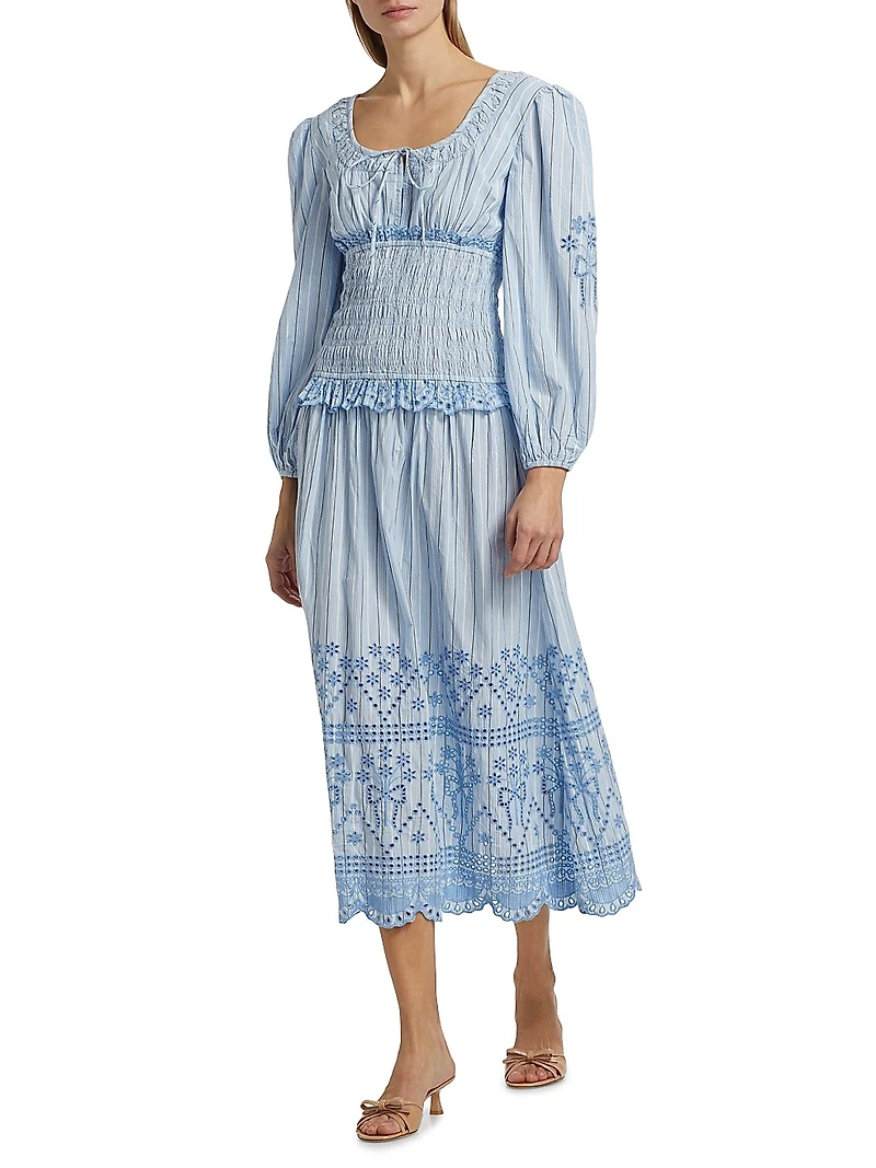 Nola Embroidered Cotton Midi-Dress