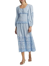 Nola Embroidered Cotton Midi-Dress