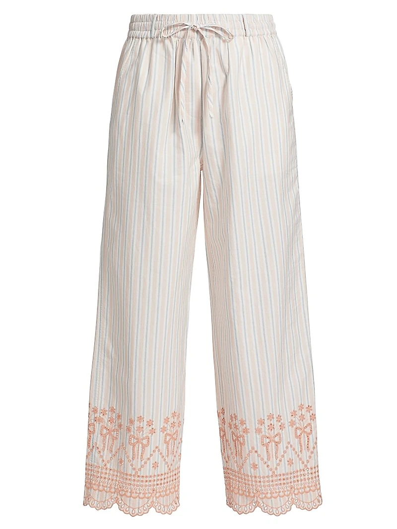 Leah Embroidered Striped Trousers
