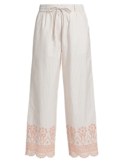 Leah Embroidered Striped Trousers