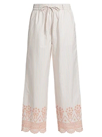 Leah Embroidered Striped Trousers