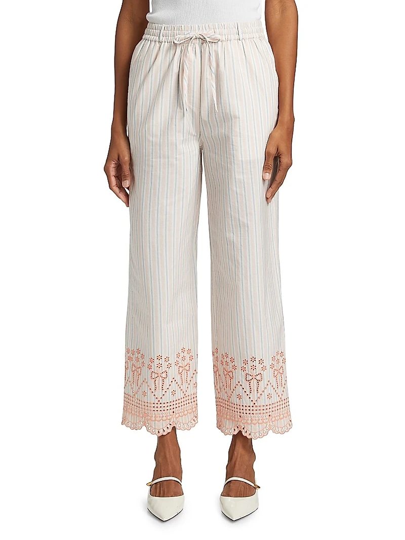 Leah Embroidered Striped Trousers