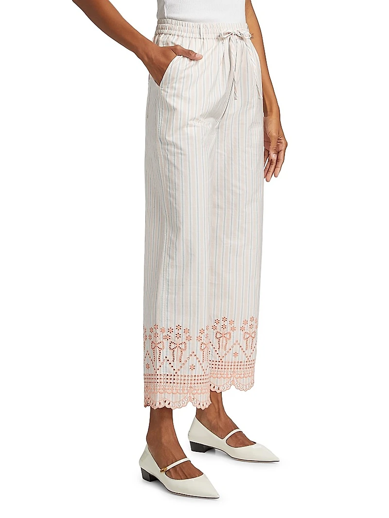 Leah Embroidered Striped Trousers