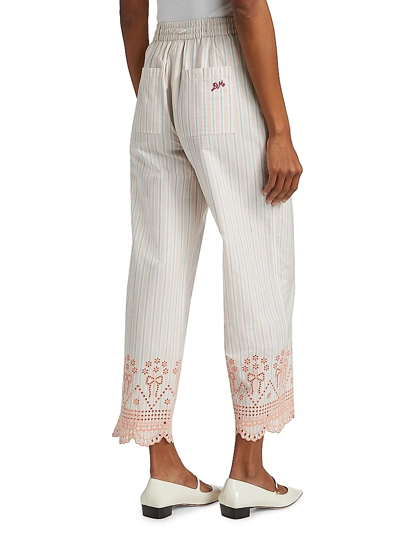 Leah Embroidered Striped Trousers