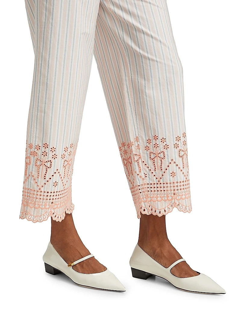 Leah Embroidered Striped Trousers