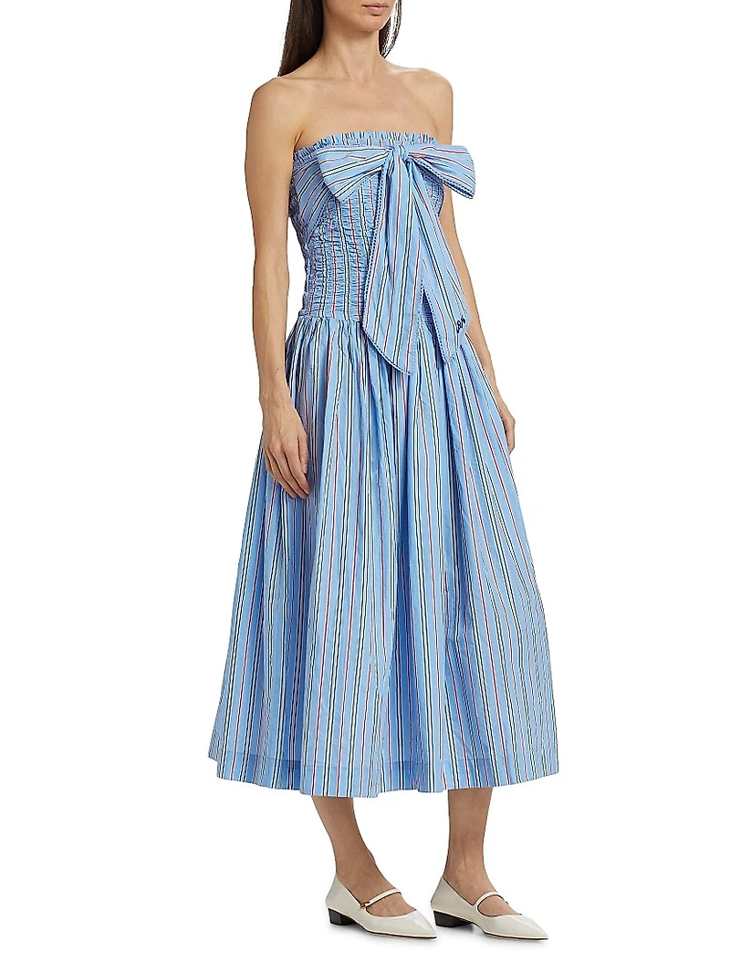Mia Cotton Smocked Midi-Dress