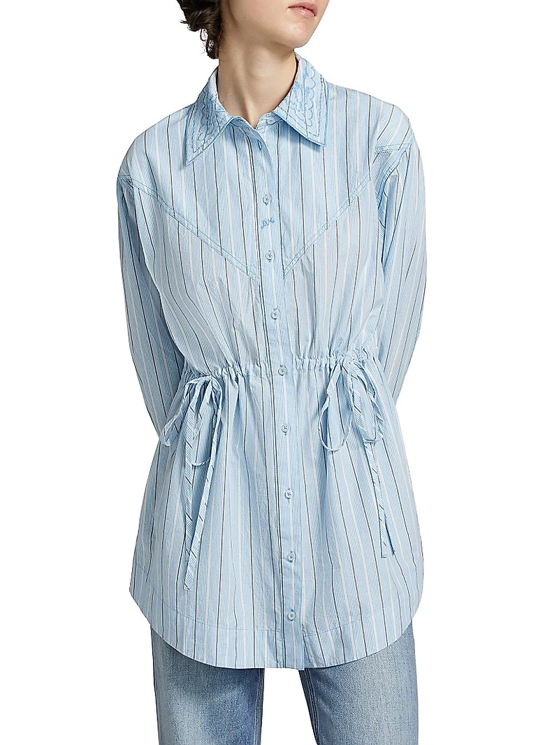 Romy Tie-Waist Poplin Shirt